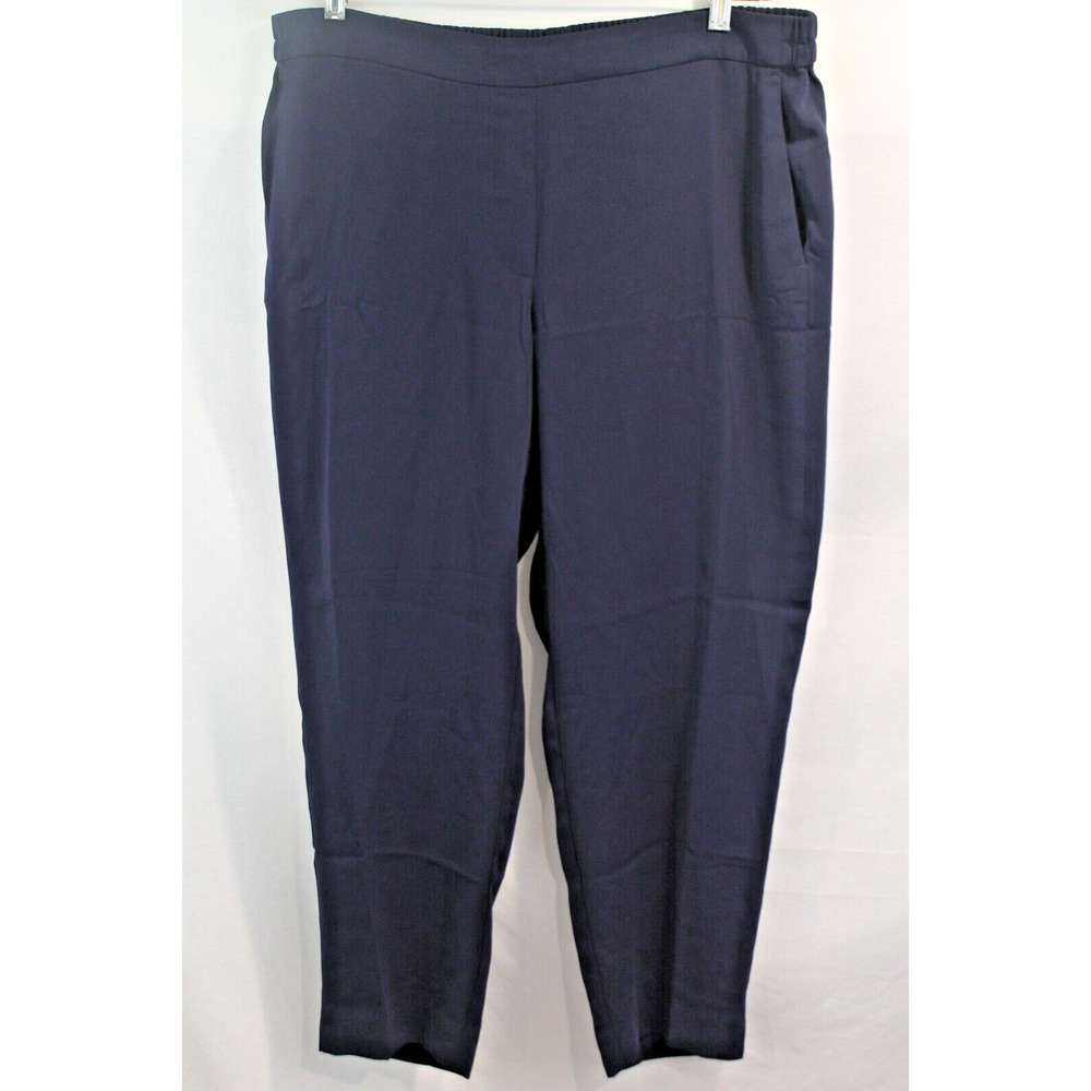 J CREW Mercantile Pants Womens 16 Navy Elastic Waist Taper Leg Pockets Pull-on